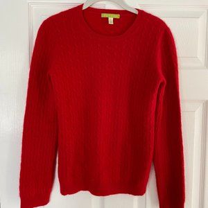 100% cashmere red cable sweater